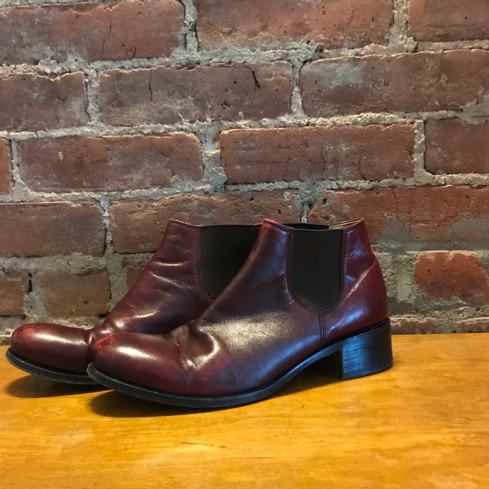 Vintage Gianni Barbato Red Leather Chelsea Boots